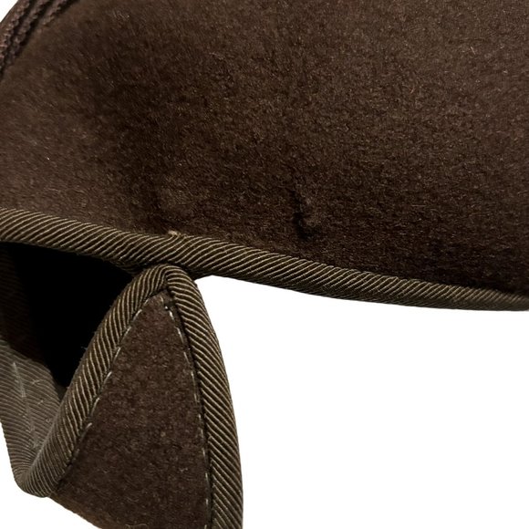 Vintage Bows Hat Scalloped Chocolate Brown Wool Calot Cap